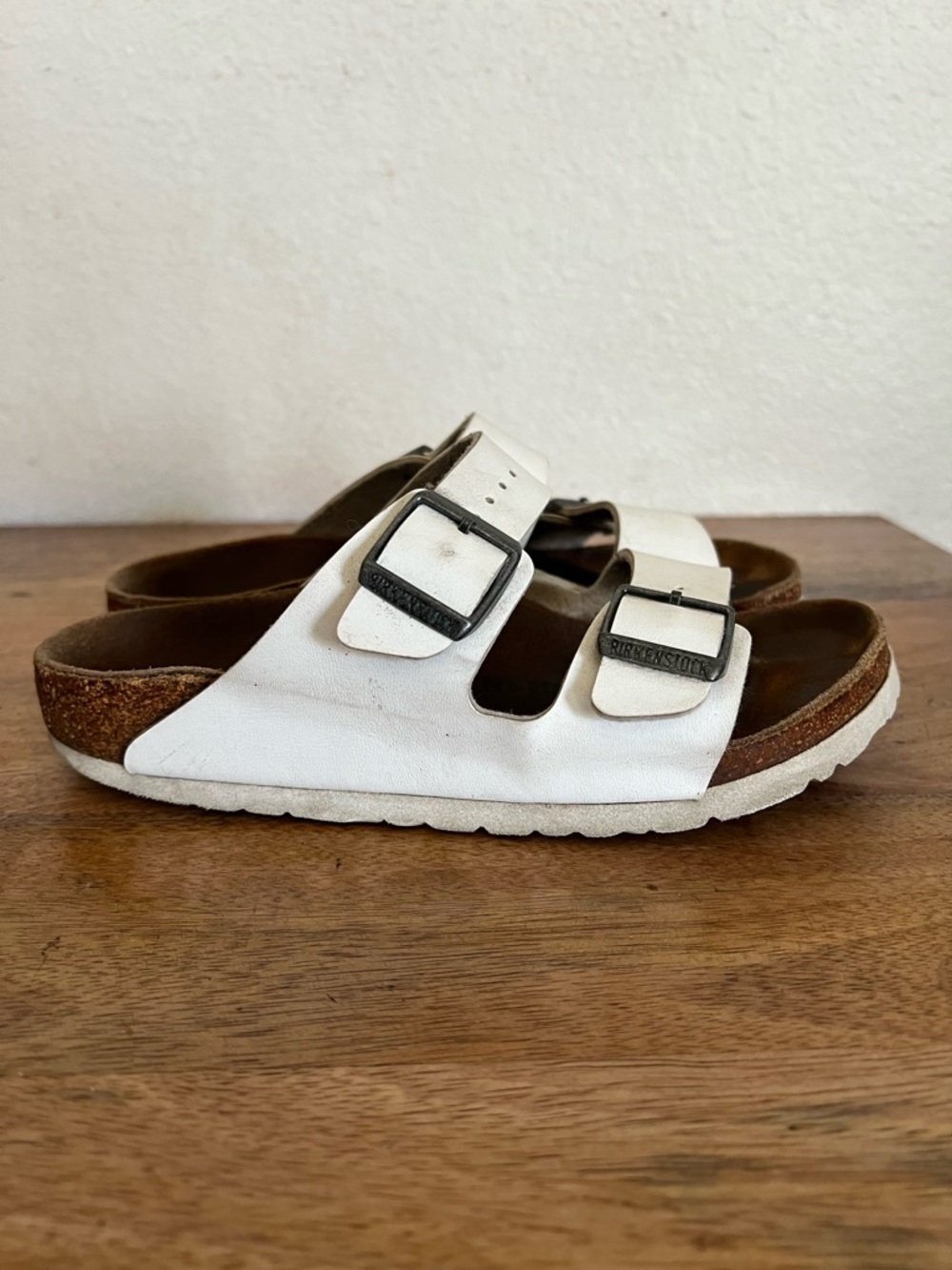 Birkenstock Arizona White Leather Sandals Size 36 L 5-5.5 Narrow